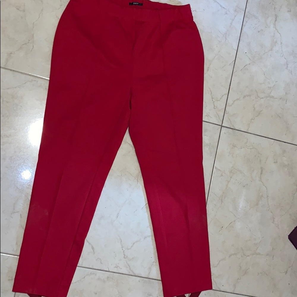 Red stretch tights with stirrups 1X